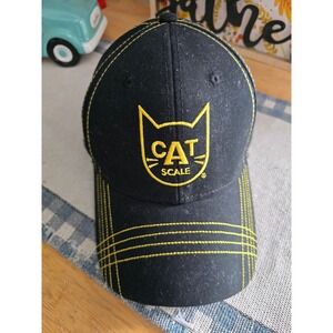 CAT Scale Black Baseball Cap Yellow Contrast Stitching Adjustable Trucker Hat